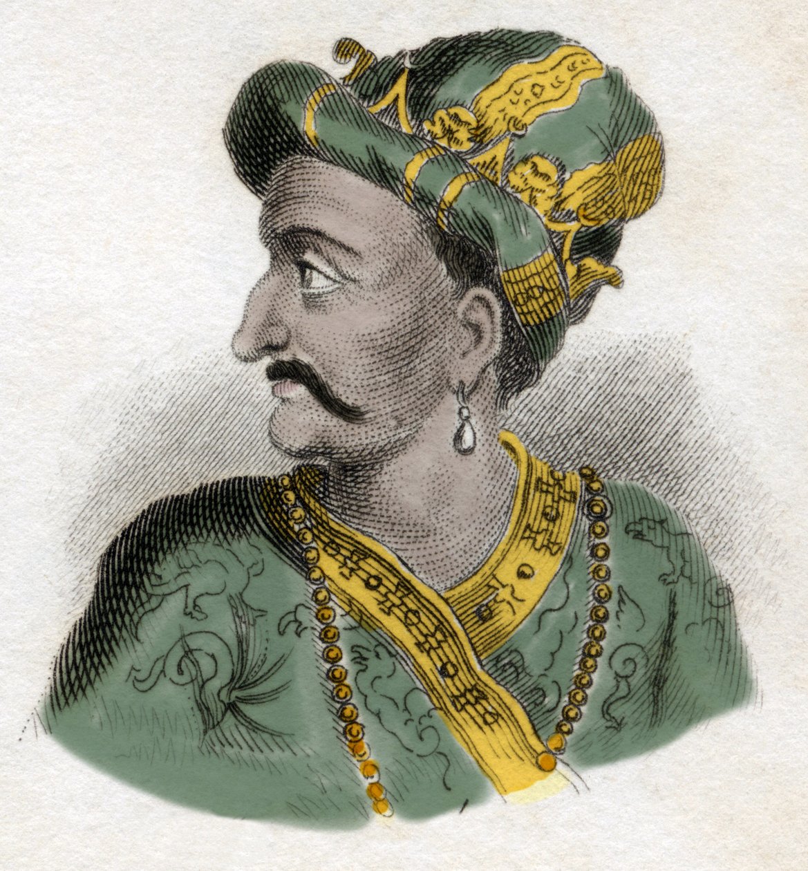 Gran Mogol (Mogol o Moghul) (probabilmente Aurangzeb (1618-1707), noto anche come Alamgir) (Abu Muzaffar Muhiuddin Muhammad Aurangzeb Alamgir) - Incisione del XIX secolo - Milanese da Anonymous Anonymous