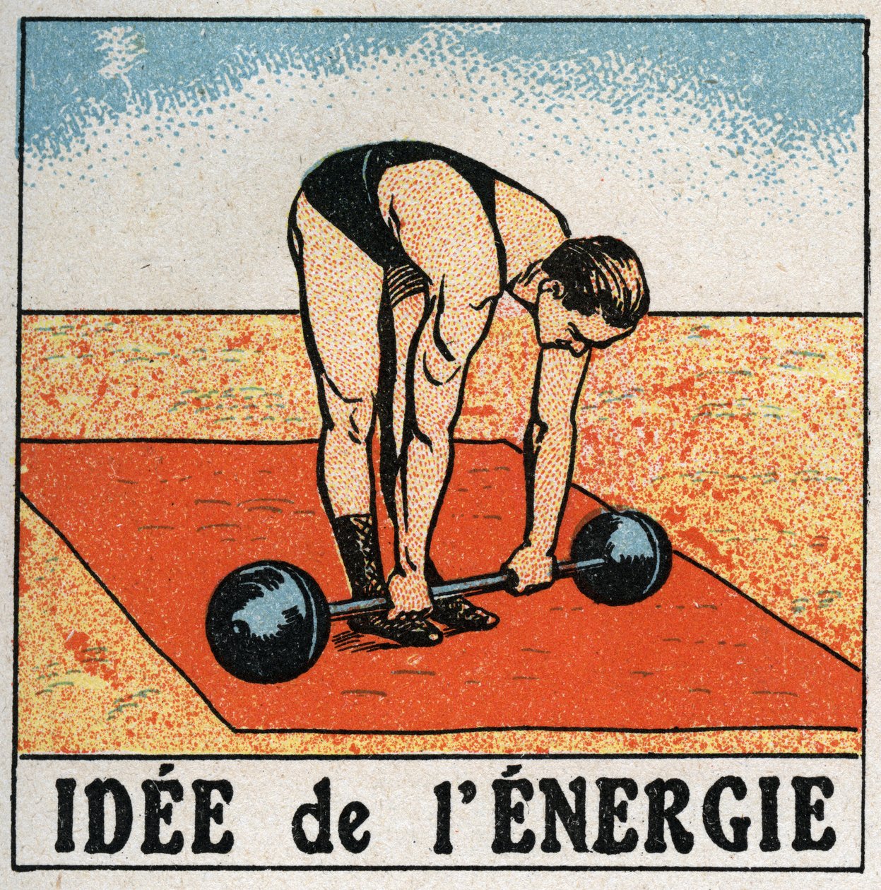 Idea di energia: atleta che solleva un peso. Illustrazione anonima del 1925. Collezione privata da Anonymous Anonymous