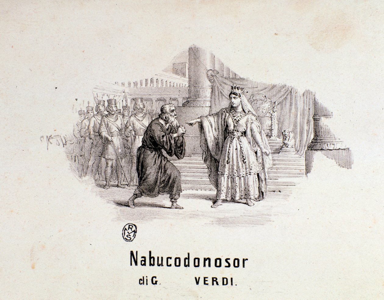 Frontespizio illustrato della partitura musicale di Nabucco, opera di Giuseppe Verdi da Anonymous Anonymous