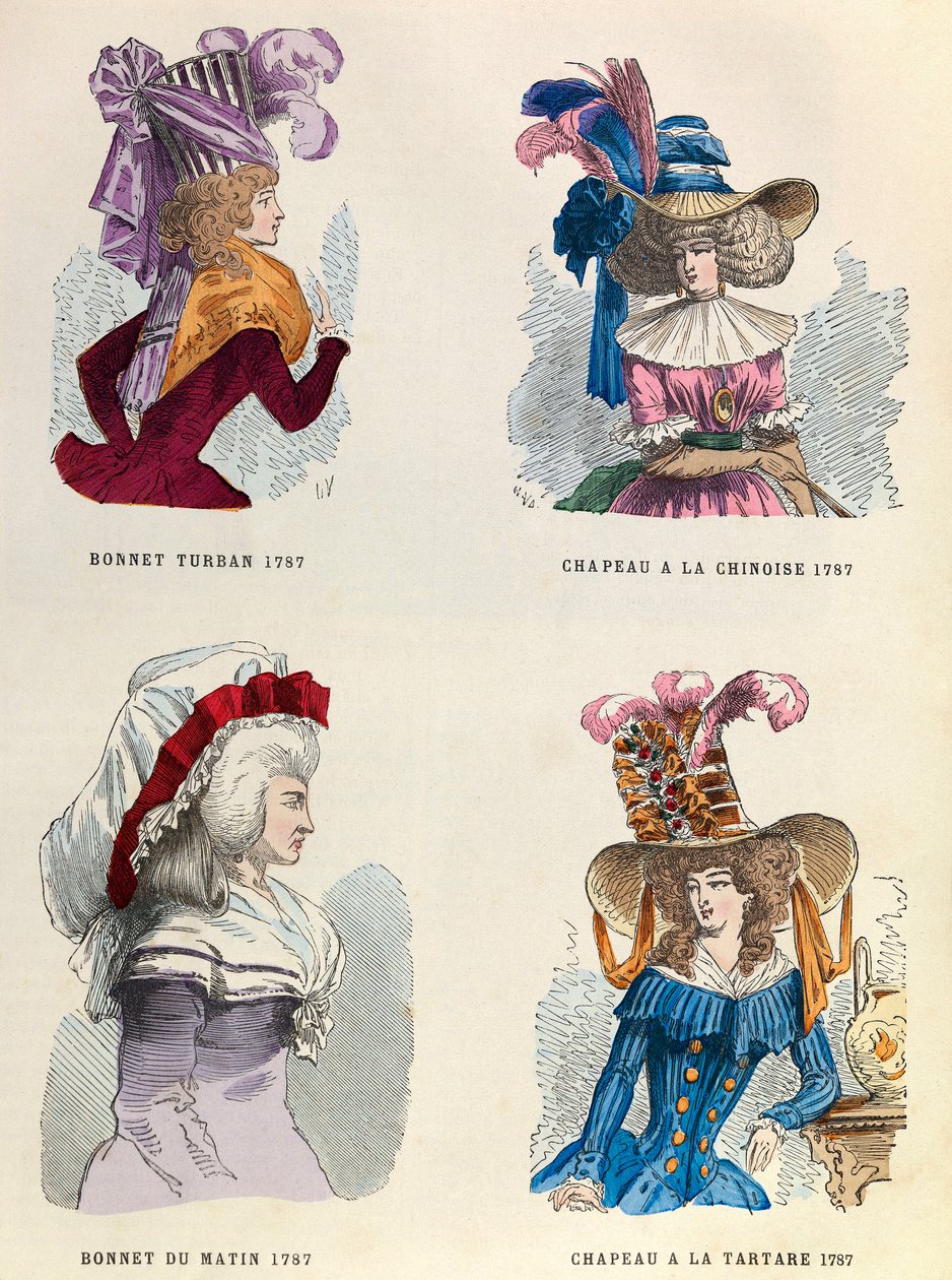 Nel 1787 Cappello turco; Cappello da mattina; Cappello cinese e cappello tartaro da Anonymous Anonymous