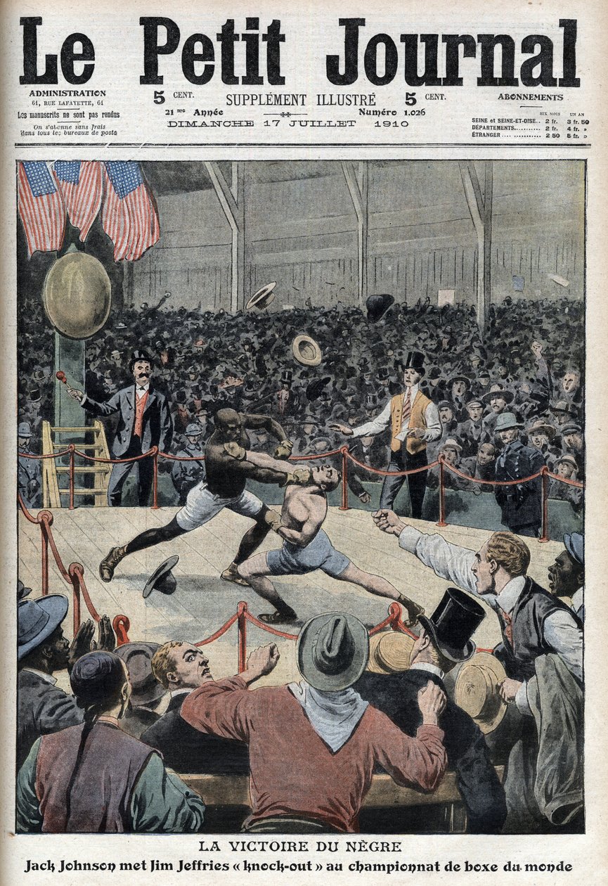 Jack Johnson vince il campionato mondiale di pugilato contro Jim Jeffries a Reno, Nevada, 4 luglio da Anonymous Anonymous