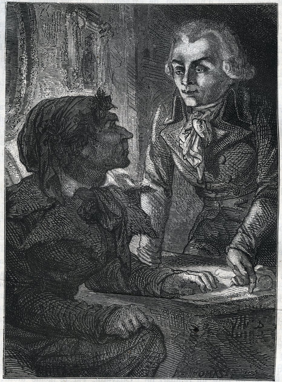Jean-Paul Marat (1743-1793) con Maximilien Robespierre (1758-1794). Incisione del 1866 in “Histoire de la Revolution francaise” di Adolphe Thiers. Collezione privata. da Anonymous Anonymous