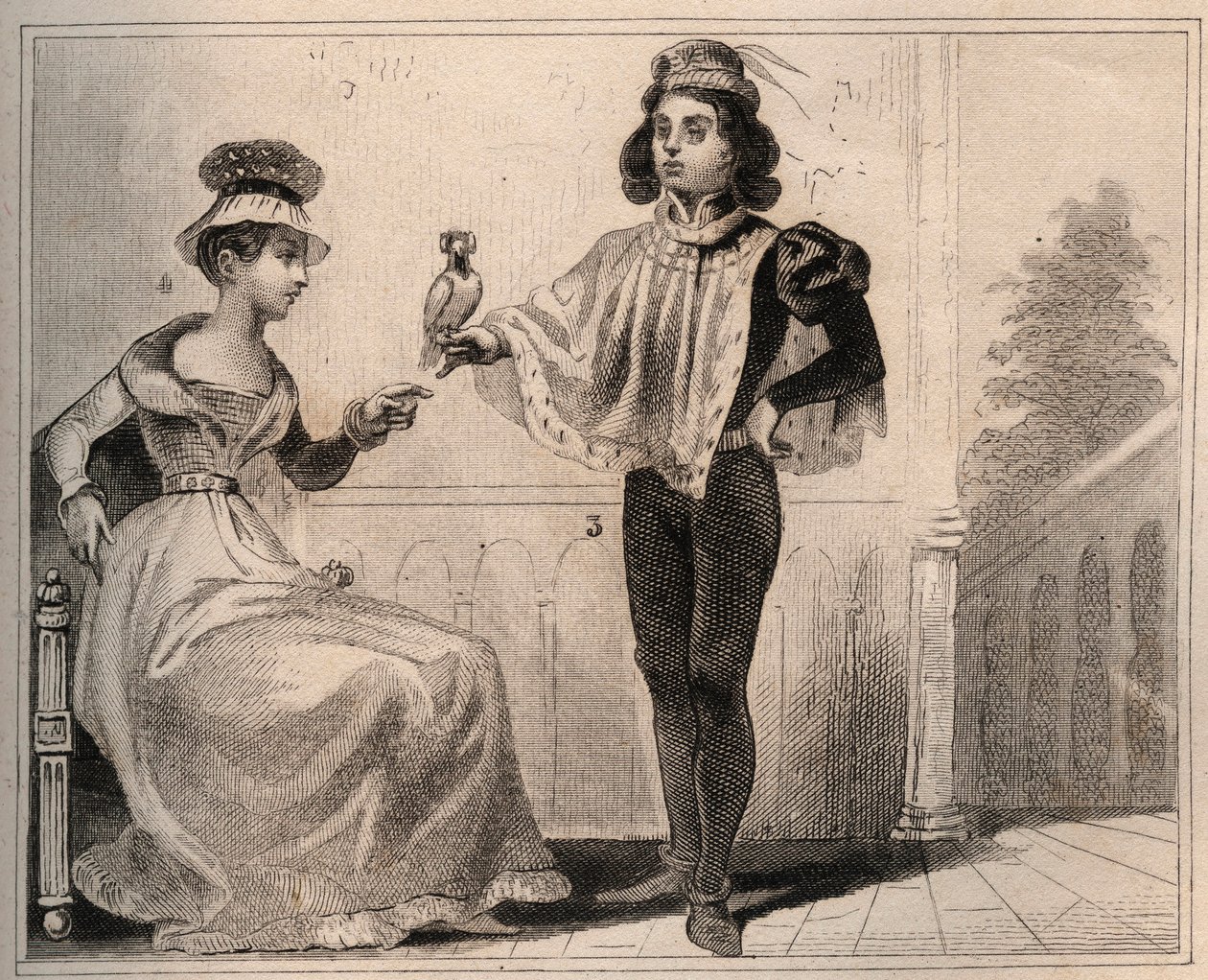 Giovanni II di Valois, Duca di Alençon (1409-1476) con Maria de Fayel. Incisione del 1859 in "Le Monde. Storia di tutti i popoli dai tempi più remoti ai giorni nostri" di M. E. de Lostalot-Bachoue. Collezione privata. da Anonymous Anonymous