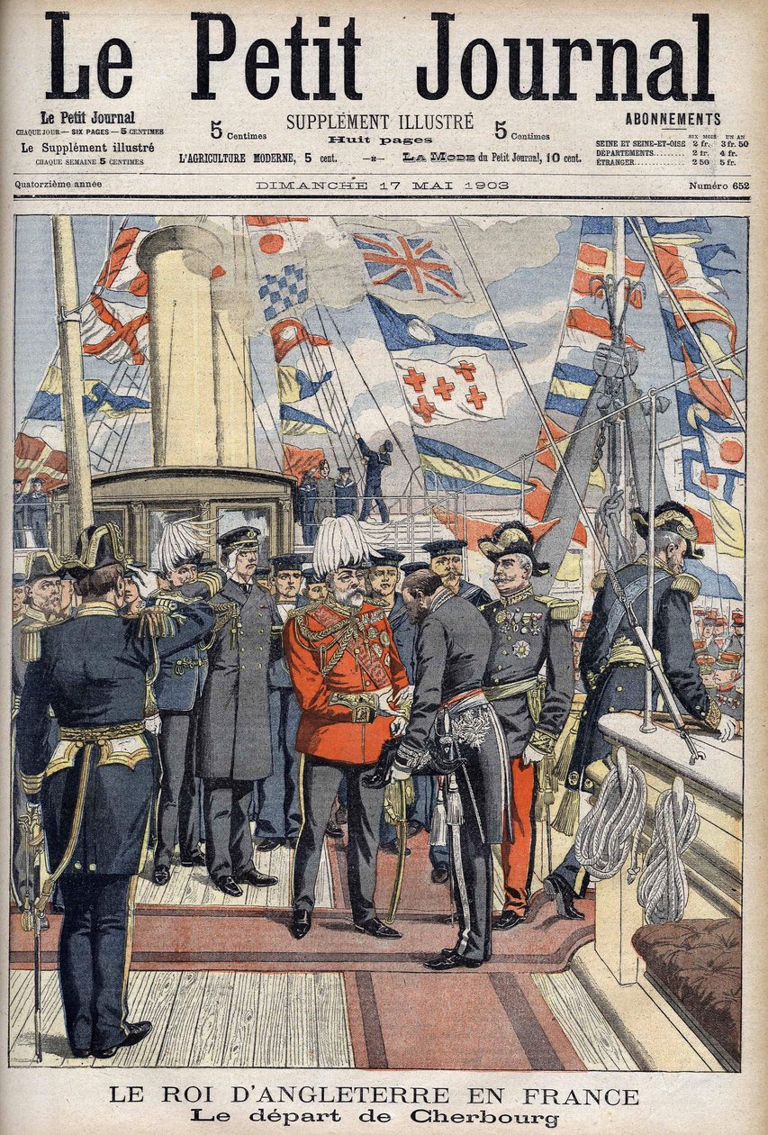 Il re Edoardo VII lasciò Cherbourg dopo un viaggio in Francia. Le Petit Journal, maggio 1903. da Anonymous Anonymous