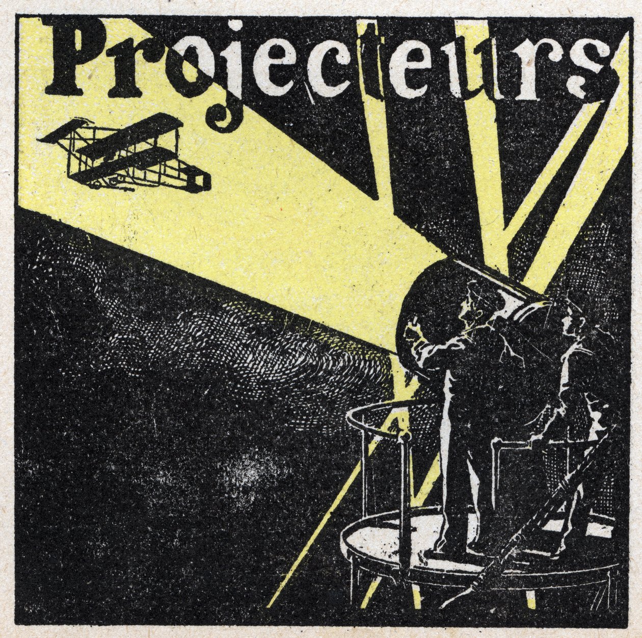 Riflessione della luce: fari usati per individuare un aereo nel cielo di notte. Illustrazione anonima del 1925. Collezione privata. da Anonymous Anonymous