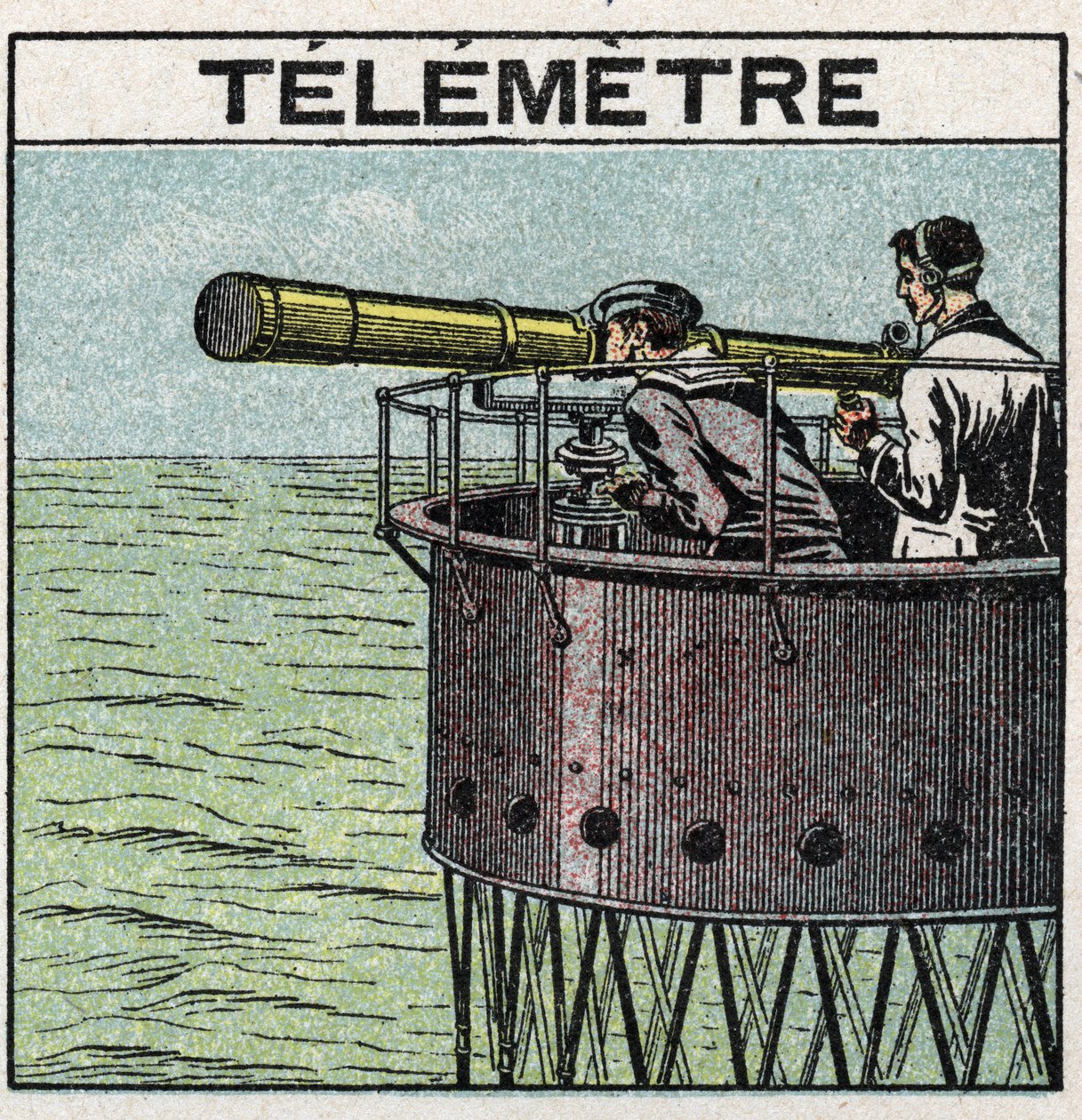 Riflessione della luce: il telemetro usato per la navigazione. Illustrazione anonima del 1925. Collezione privata. da Anonymous Anonymous