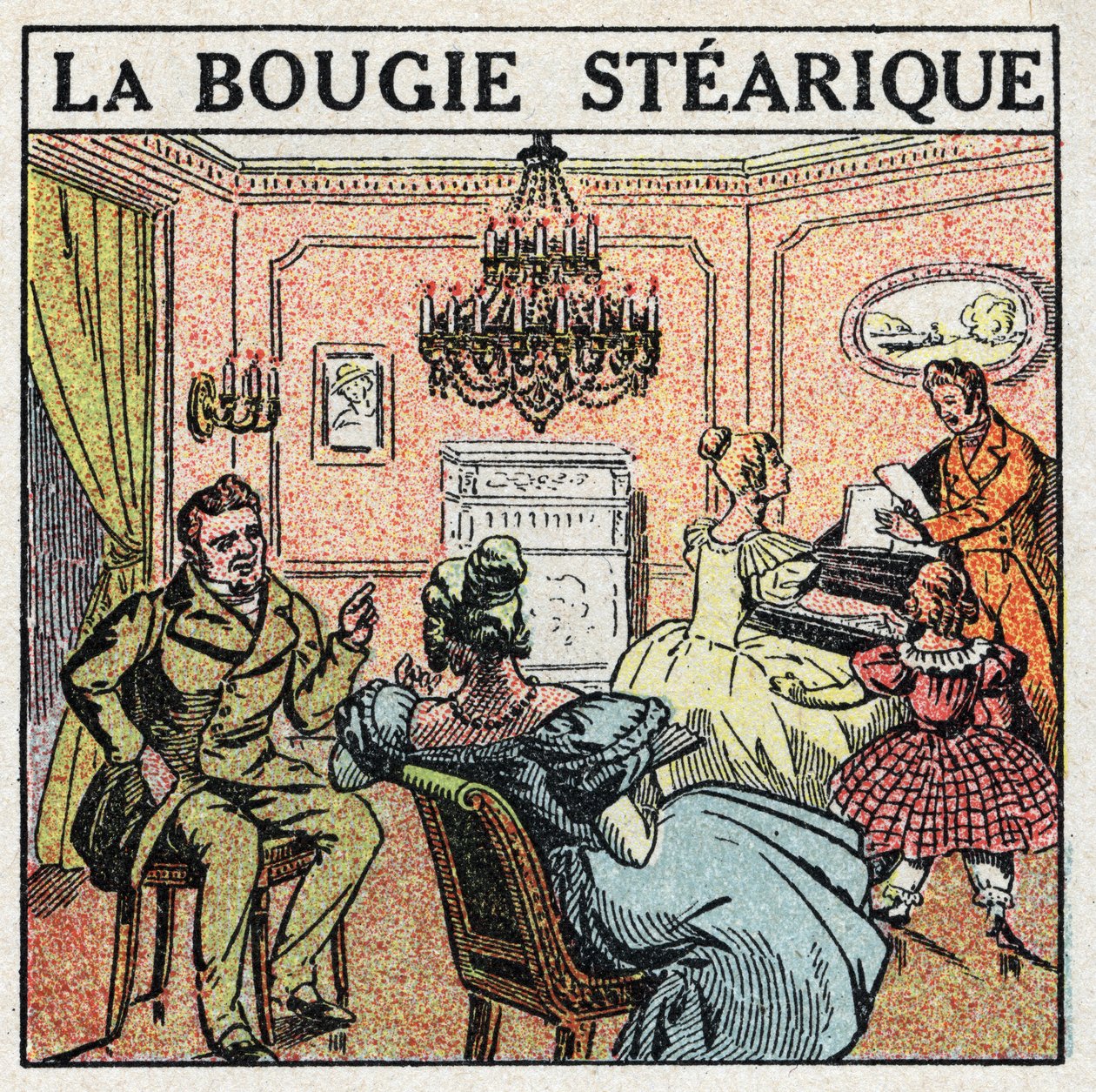 Fonti di luce: la candela stearica usata sui lampadari nel XIX secolo. Illustrazione anonima del 1925. Collezione privata. da Anonymous Anonymous