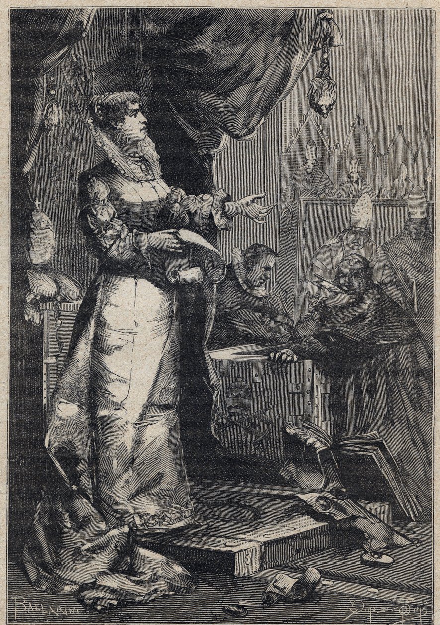 Lucrezia Borgia in Vaticano - incisione da 