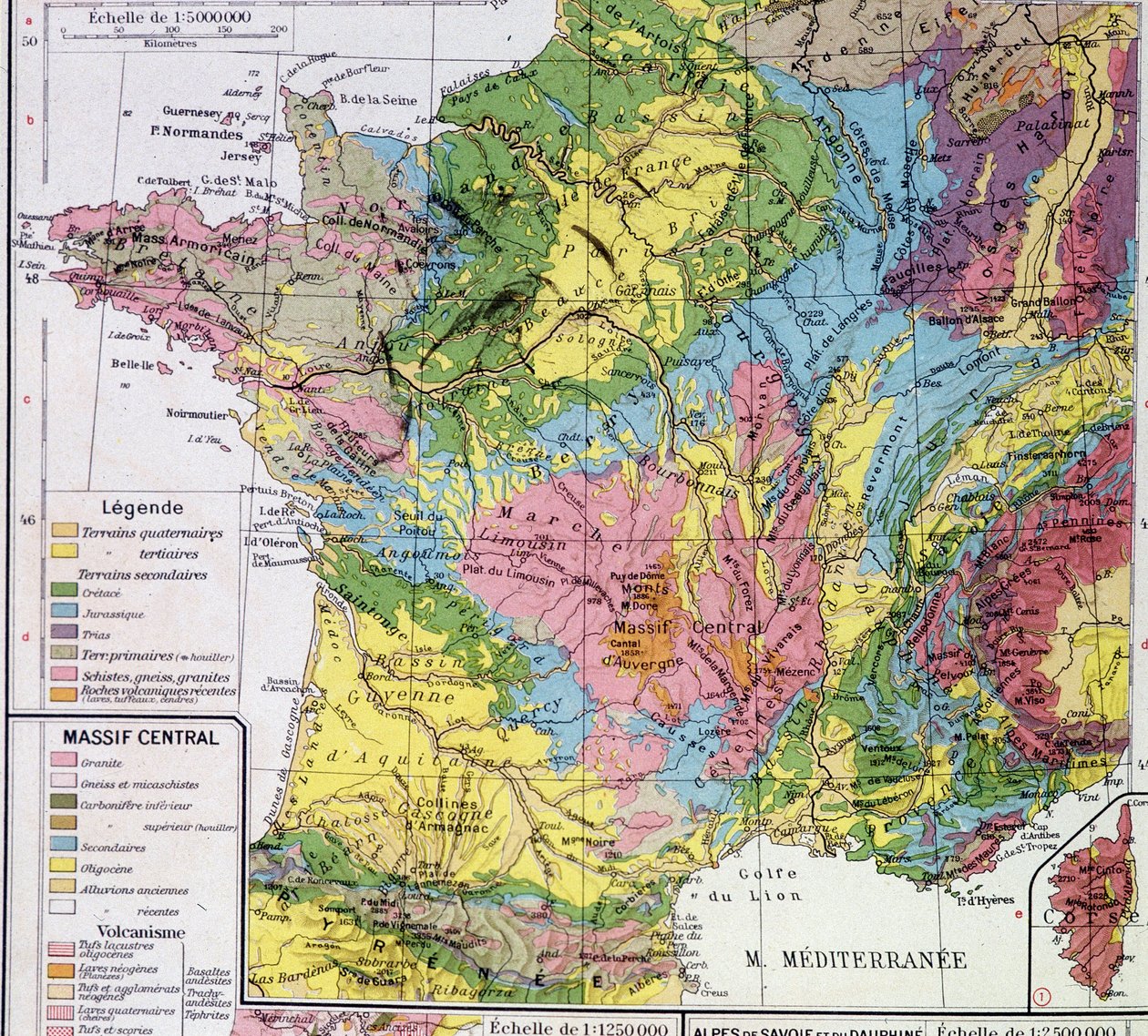 Mappa della Francia: Francia geologica - in "Atlante scolastico" da Anonymous Anonymous