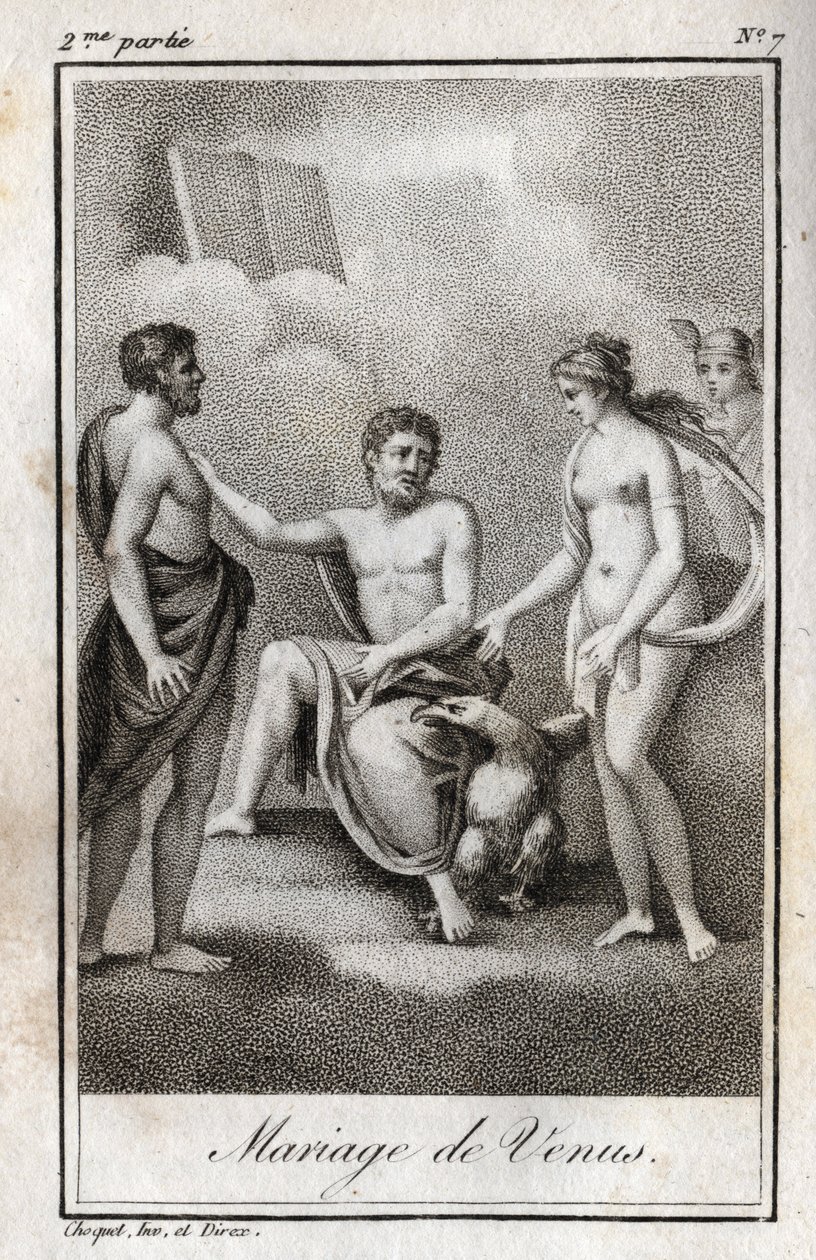 Matrimonio tra Marte e Venere. Incisione del 1819 in "Lettres à Emilie sur la mythologie" di Charles Albert Demoustier (1760-1801). Collezione privata da Anonymous Anonymous