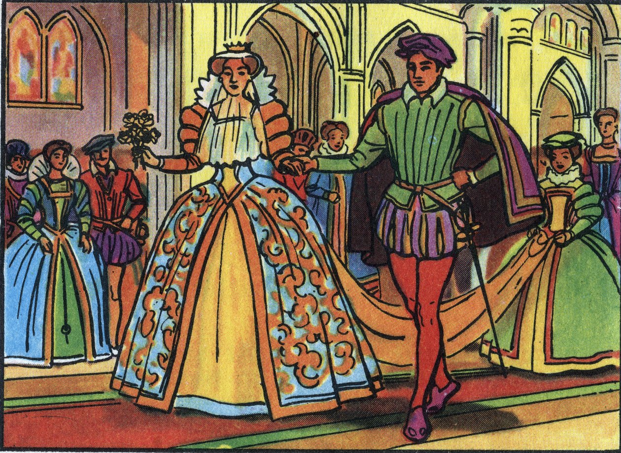 Matrimonio di Maria I di Scozia (1542-1587) e Francesco II (1544-1560) nel 1558. Illustrazione anonima in "Collection des souverains et chefs d
