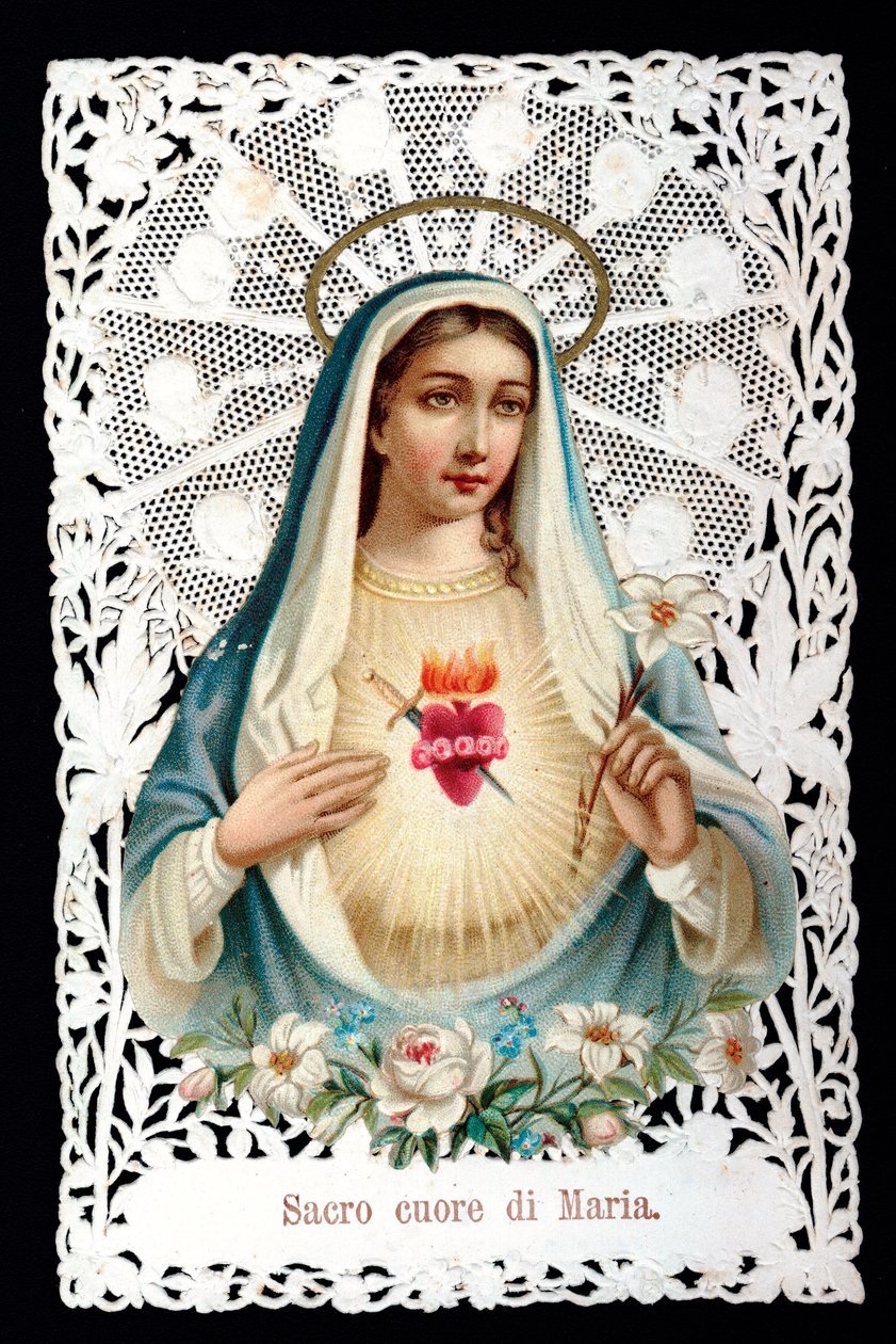 Mater dolorosa Sacro cuore. Immagine pia. Cromolitografia con découpage e dentellatura. Inizio XX secolo Collezione privata da Anonymous Anonymous