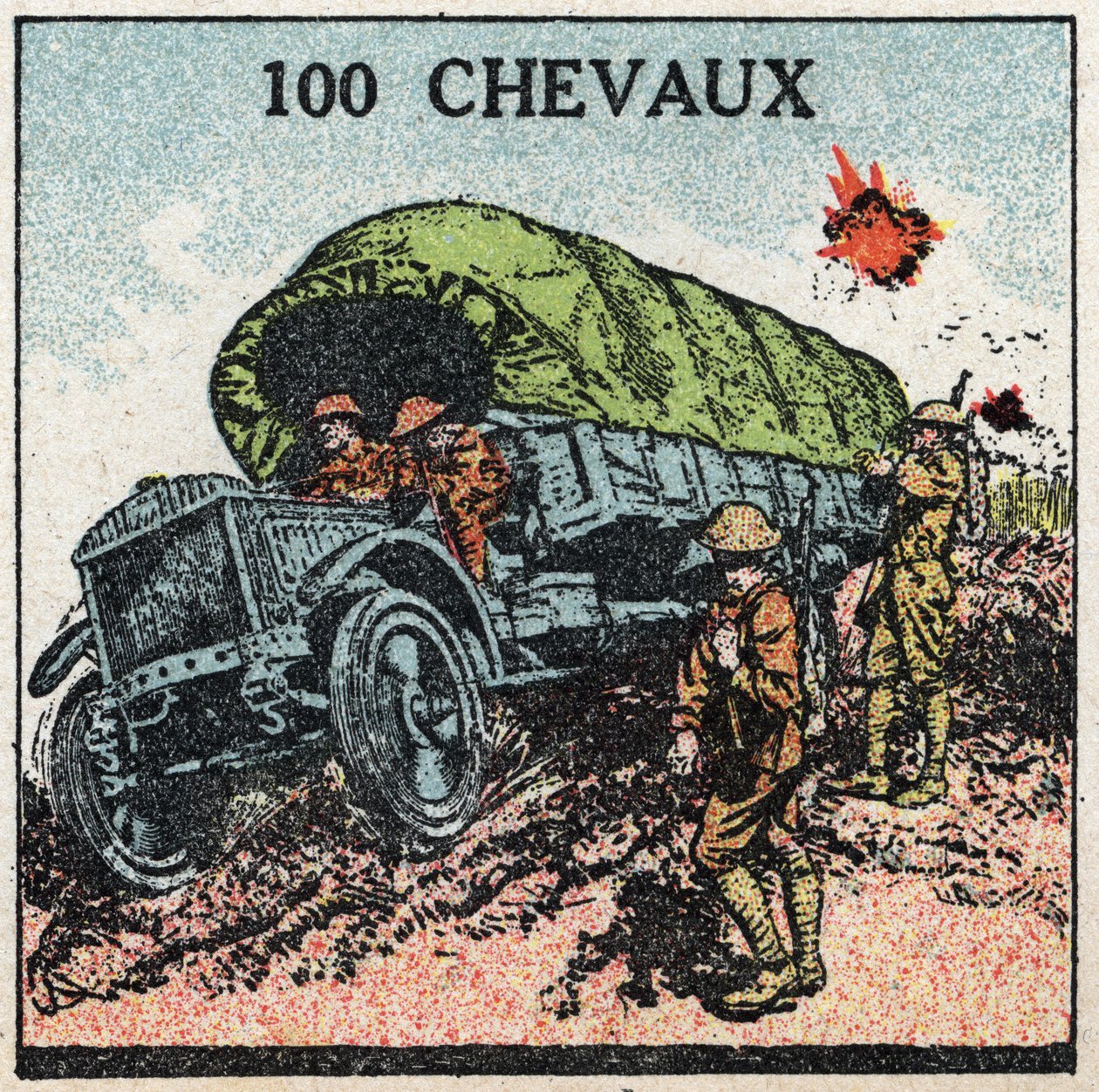 Trazione meccanica: camion militare fino a 100 cavalli. Illustrazione anonima del 1925. Collezione privata. da Anonymous Anonymous