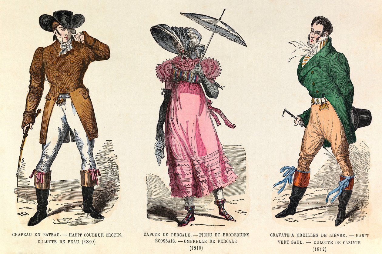 Costumi maschili e femminili tra il 1810 e il 1812 a Parigi (regno dell
