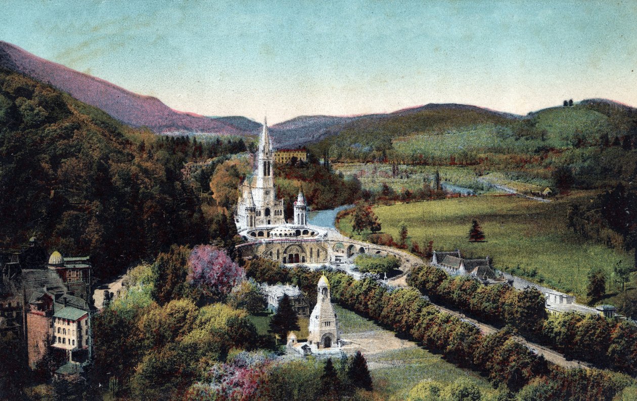Panoramica della Basilica e del Calvario a Lourdes - Hautes Pyrenees (65) intorno al 1900 da Anonymous Anonymous