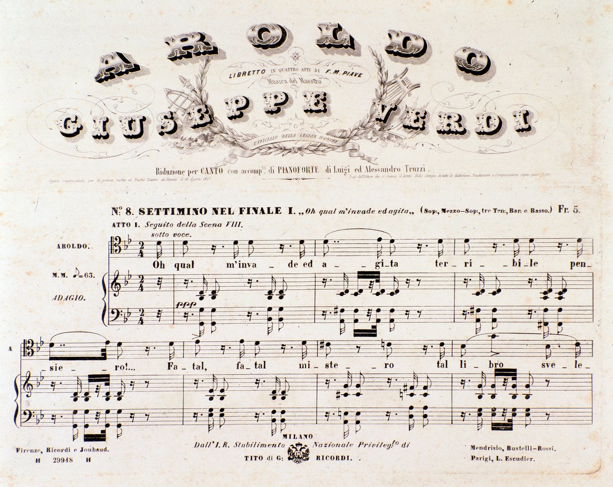Pagina della partitura di Aroldo, opera di Giuseppe Verdi da Anonymous Anonymous