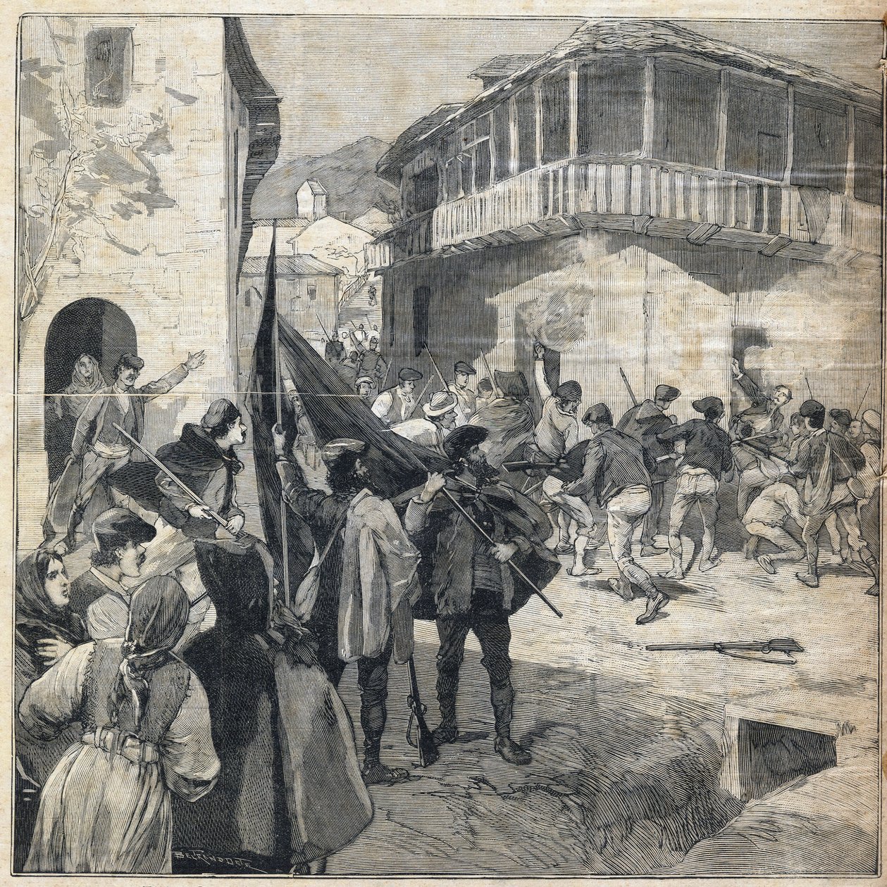 Insurrezione dei contadini in Sicilia. Incisione in "Le Petit Parisien" del 31/12/1893. da Anonymous Anonymous