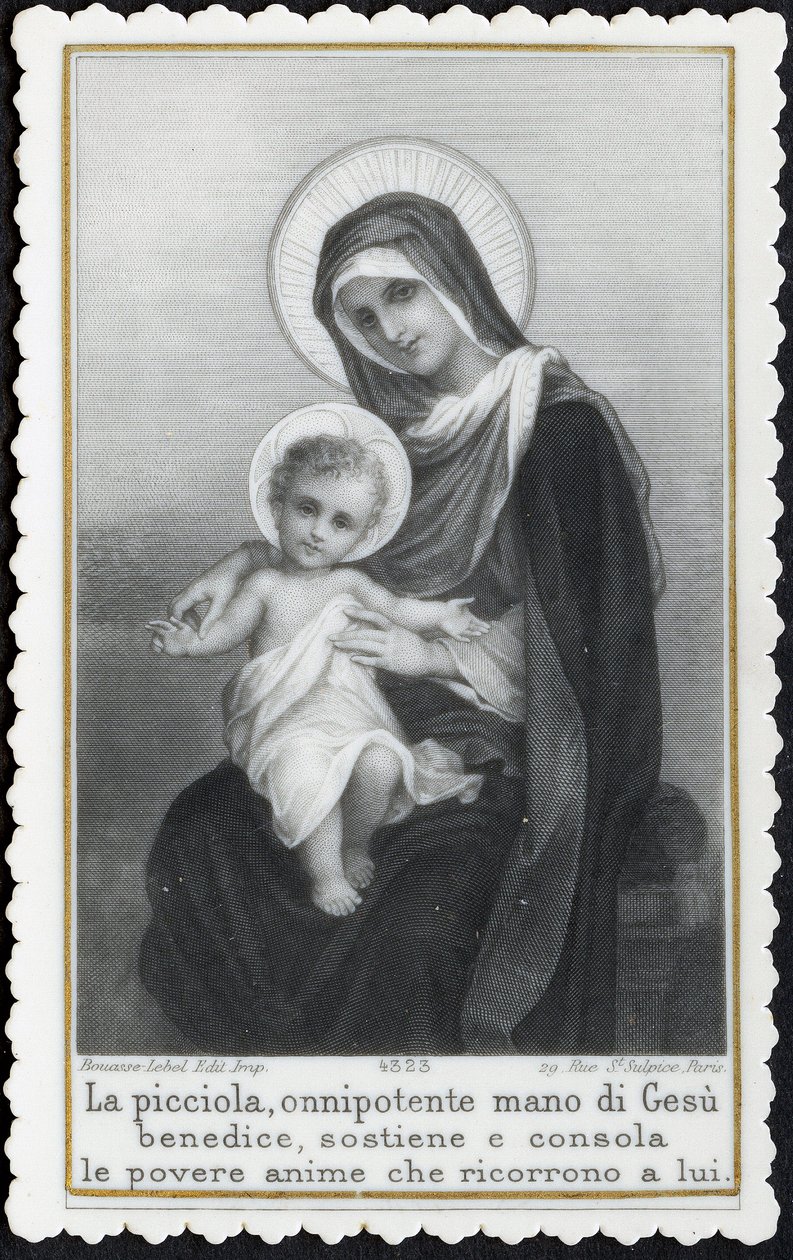 Immagine pia: Gesù bambino tra le braccia di sua madre Maria da Anonymous Anonymous