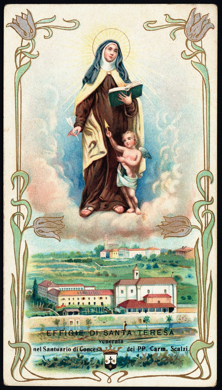 Immagine pia: Rappresentazione di Santa Teresa di Gesù o Avila (1515-1582), mistica spagnola e carmelitana. Cromolitografia. Collezione privata da Anonymous Anonymous