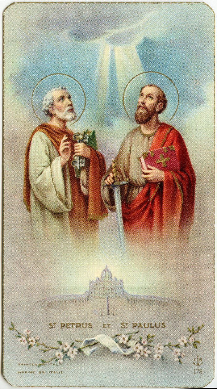 Immagine pia: Gli apostoli Pietro e Paolo (cromolitografia) da Anonymous Anonymous