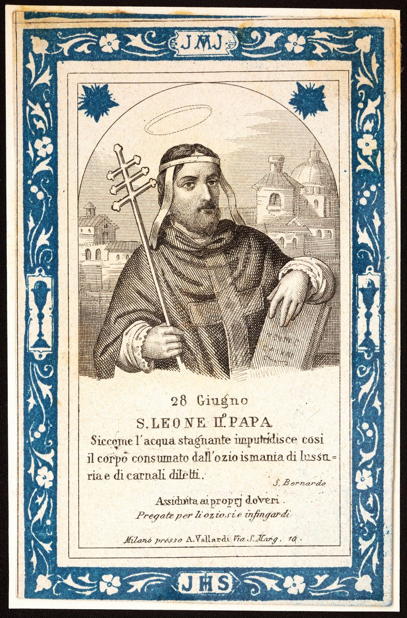 Papa San Leone II (VII secolo) Immagine pia. Cartolina. Inizio del XX secolo. Collezione Privata da Anonymous Anonymous