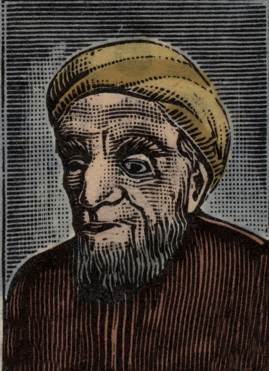 Ritratto di Al-Jahiz (Al Jahiz) (775-868) - Al-Gahiz - (Abu Uthman Amr ibn Bahr al-Kinani al-Basri) - incisione da un francobollo da Anonymous Anonymous
