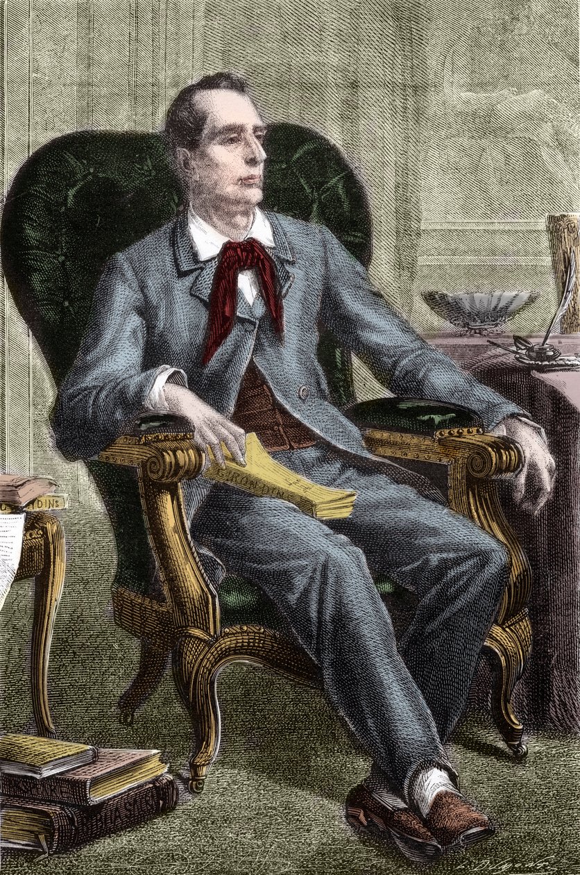 Ritratto di Alphonse de Lamartine (1790-1869) - Ritratto di Alphonse de Lamartine (1791-1869), scrittore e politico francese - Incisione in "Histoire des Girondins" di Alphonse de Lamartine (1790-1869) 1865-1866 - Collezione privata da Anonymous Anonymous