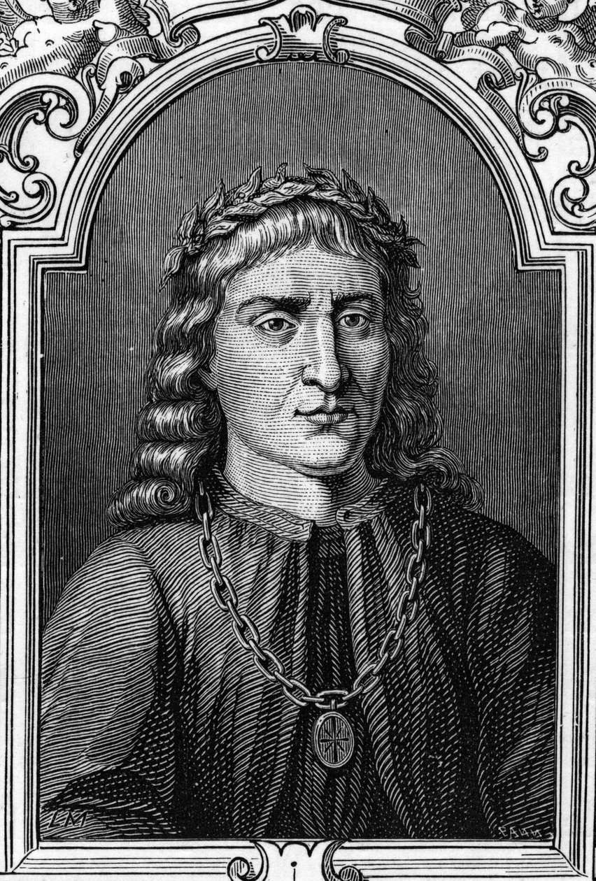 Ritratto di Andrea Mantegna, pittore italiano. Incisione del 1859 in "Le gallerie d