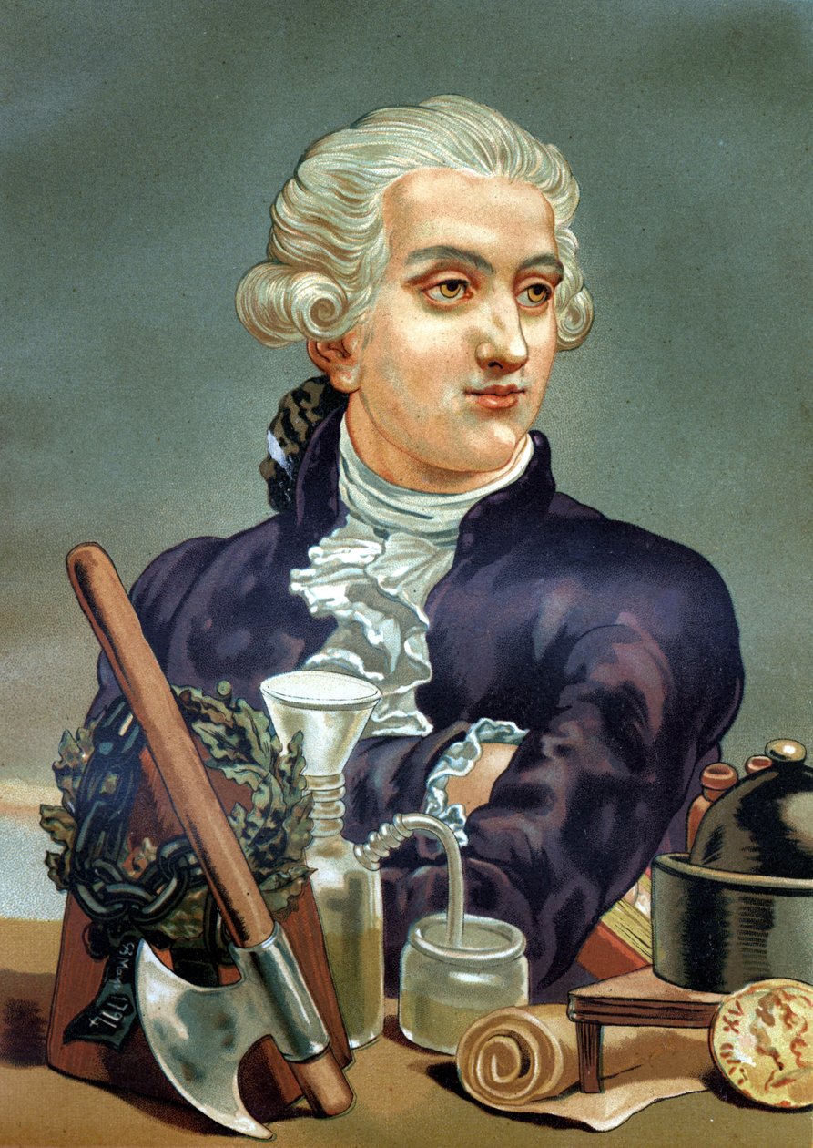 Ritratto di Antoine Laurent de Lavoisier (1743 - 1794), chimico francese. da “La Ciencia y sus Hombres” di Louis Figuier. Barcellona 1881 da Anonymous Anonymous
