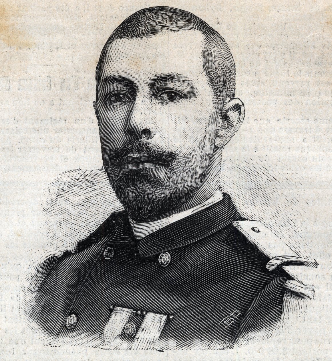Ritratto di Antoine Mizon (1853-1899), esploratore francese in Africa. Incisione in "Le Petit Parisien" da Anonymous Anonymous