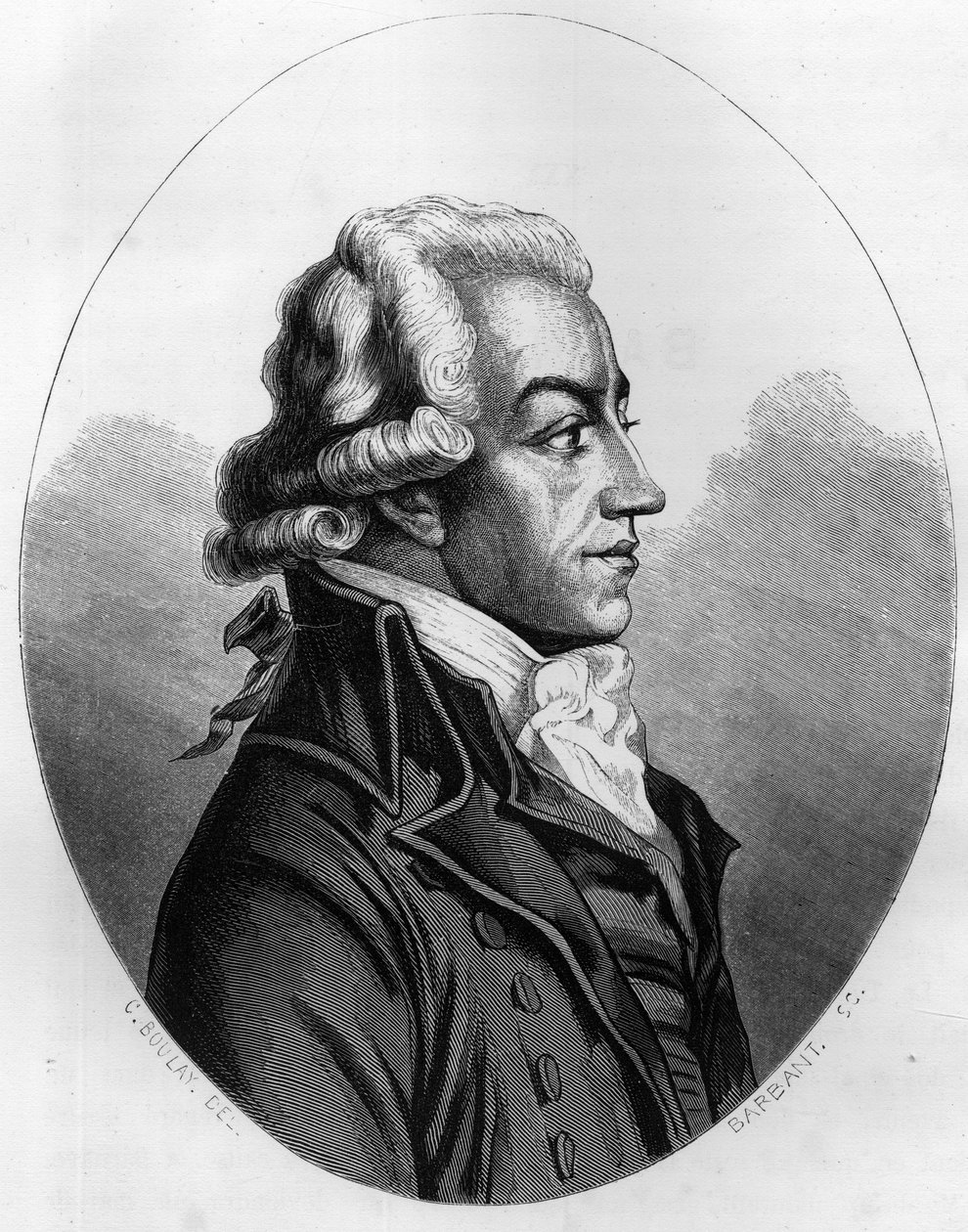 Ritratto di Antoine Pierre Joseph Marie Barnave (1761-1793) politico francese - Incisione del 1863 in "The Red Book - Histoire De L