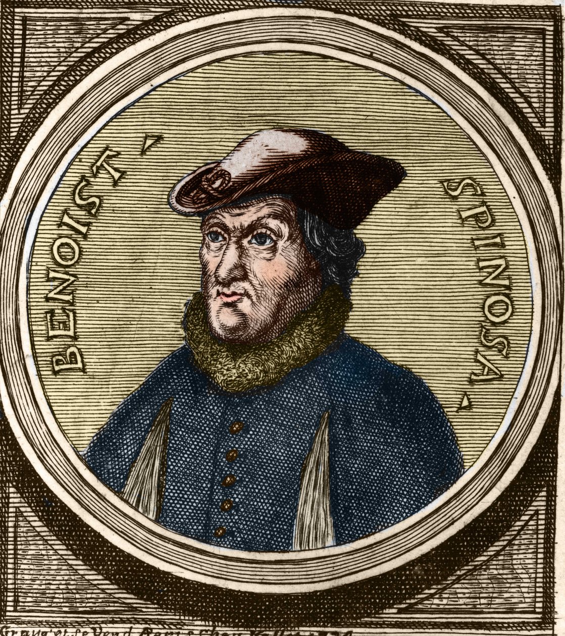 Ritratto di Baruch Spinoza (1632-1677), filosofo olandese, noto anche come Bento de Espinosa o Benedictus de Spinoza o Benoit de Spinoza. Incisione del XVII secolo da Anonymous Anonymous
