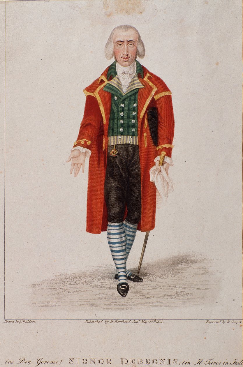 Ritratto di Don Geronio interpretato da Debegnis, personaggio de Il turco in Italia, opera di Gioachino Rossini da Anonymous Anonymous