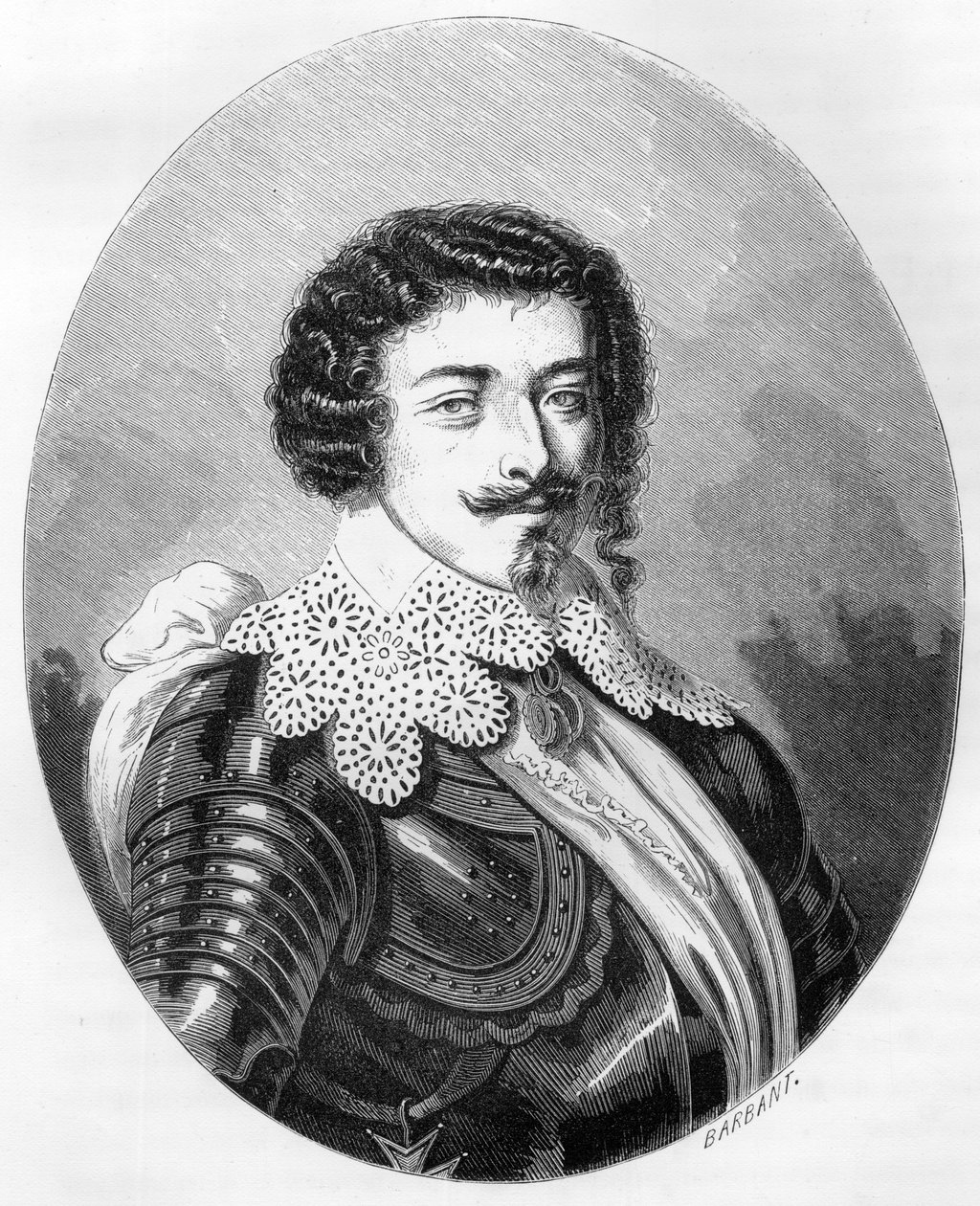 Ritratto del Duca Enrico II di Montmorency (1595-1632) - Incisione del 1863 in 