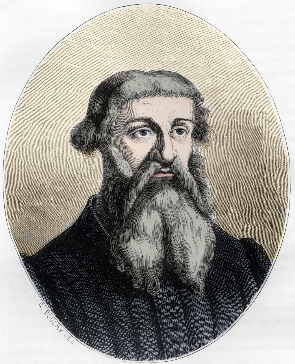 Ritratto di Etienne Dolet, studioso, traduttore e stampatore francese - ritratto di Etienne Dolet (1509 -1546), scrittore, poeta, stampatore, umanista francese - Incisione del 1863 in "Le Livre Rouge - Histoire De L