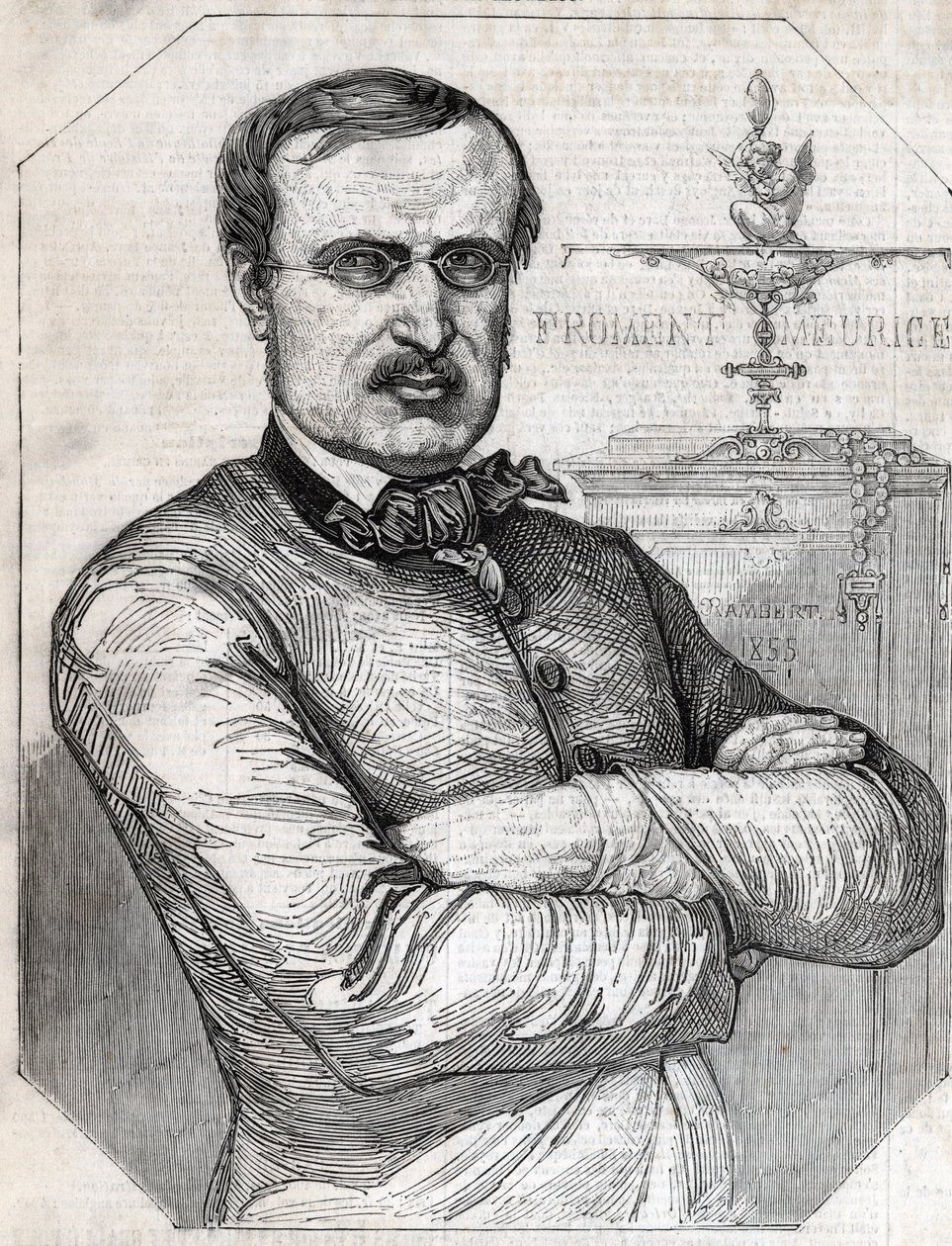 Ritratto di François-Désiré Froment-Meurice (1802-1855) orafo francese. Incisione del 1855. Collezione privata. da Anonymous Anonymous