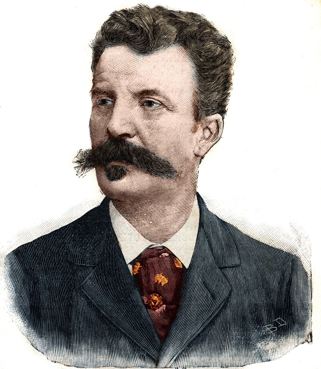 Ritratto di Guy de Maupassant (1850-1893) scrittore francese. Incisione in 