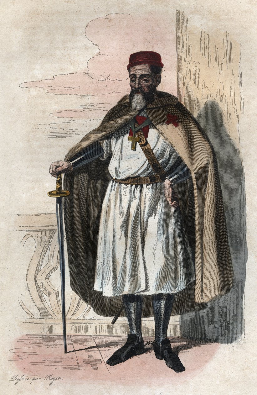 Ritratto di Jacques de Molay (1243-1314), Gran Maestro dei Cavalieri Templari. Illustrazione da “Le Plutarque Français” di Edmond Mennechet. da Anonymous Anonymous