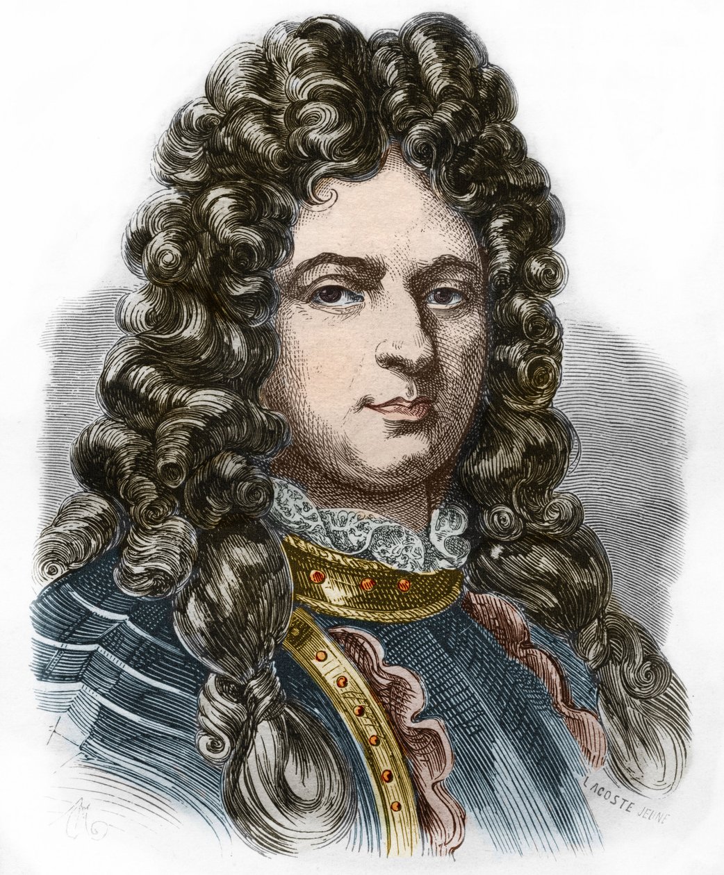 Ritratto di Jean Bart (1650 - 1702), corsaro francese. Incisione del XIX secolo. Collezione privata da Anonymous Anonymous