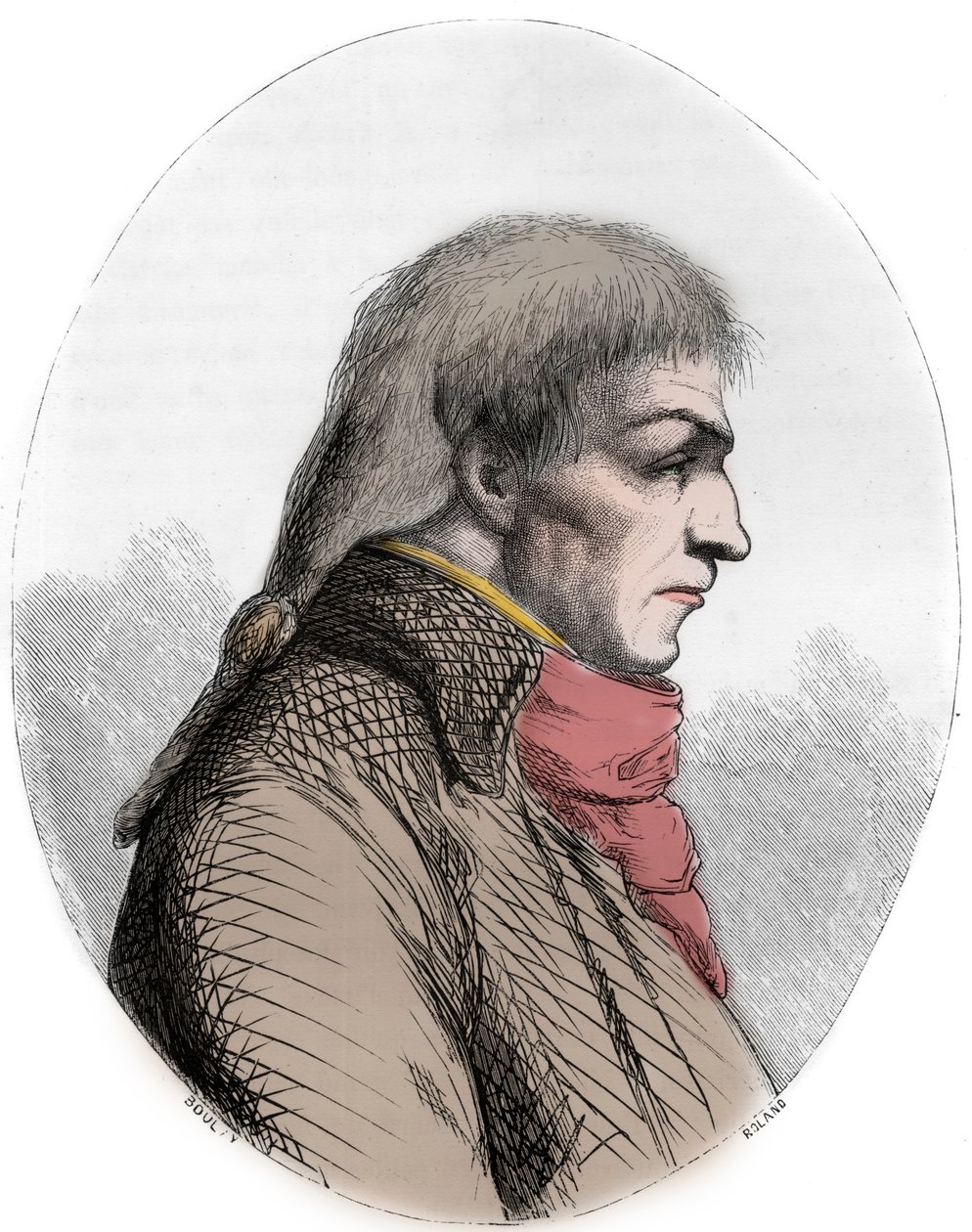 Ritratto di Guislain Francois Joseph Le Bon (1765-1795), Rivoluzionario Francese - Incisione del 1863 in “The Red Book - Histoire De L