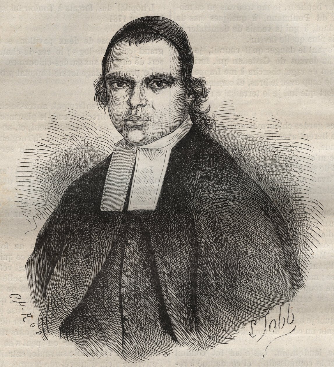 Ritratto di Louis Bonafous, in religione Frere Leotade, accusato di stupro e omicidio. Morì al Bagne di Tolone il 27 gennaio 1850. Incisione in 