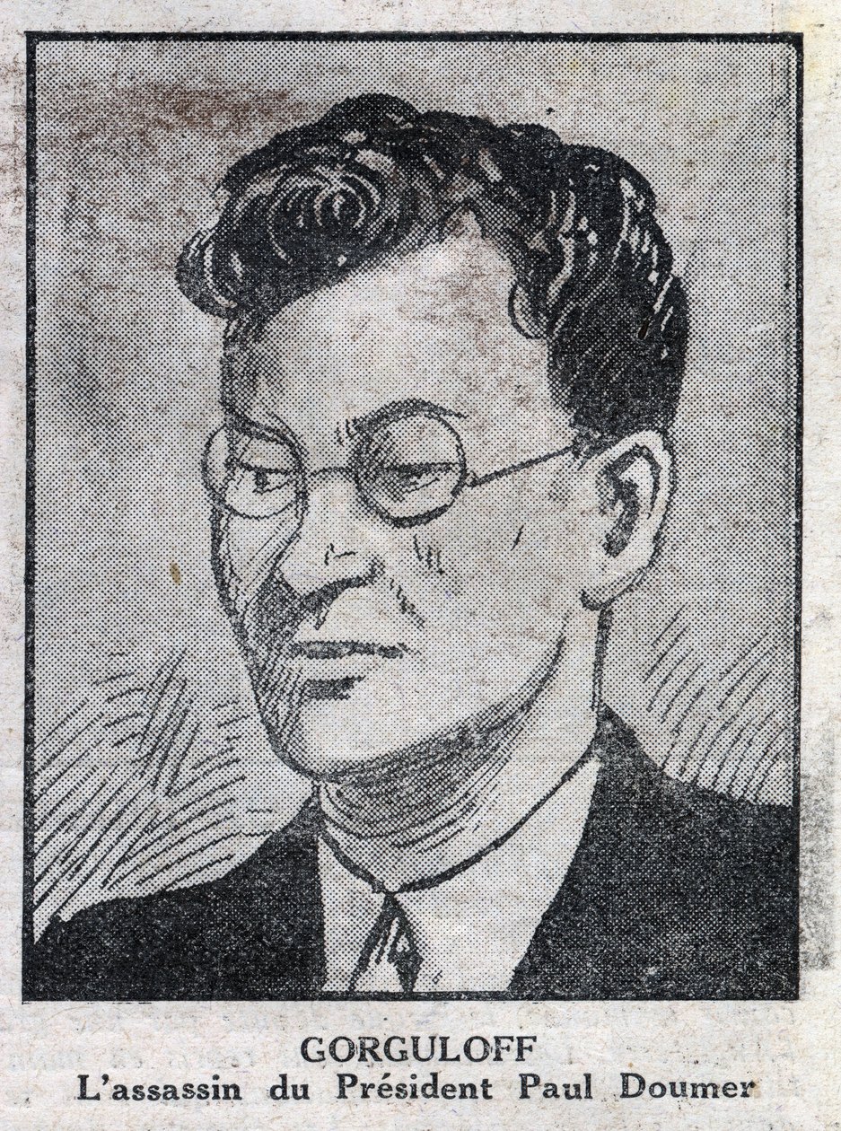 Ritratto di Paul Gorgulov o Gorguloff (1895-1932), assassino del presidente francese Paul Doumer (1857-1932). Incisione in "L