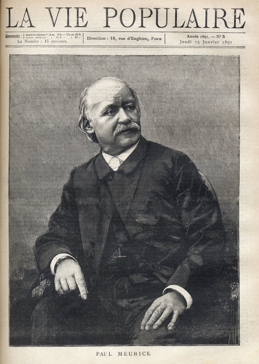 Ritratto di Paul Meurice, scrittore francese. Incisione in 