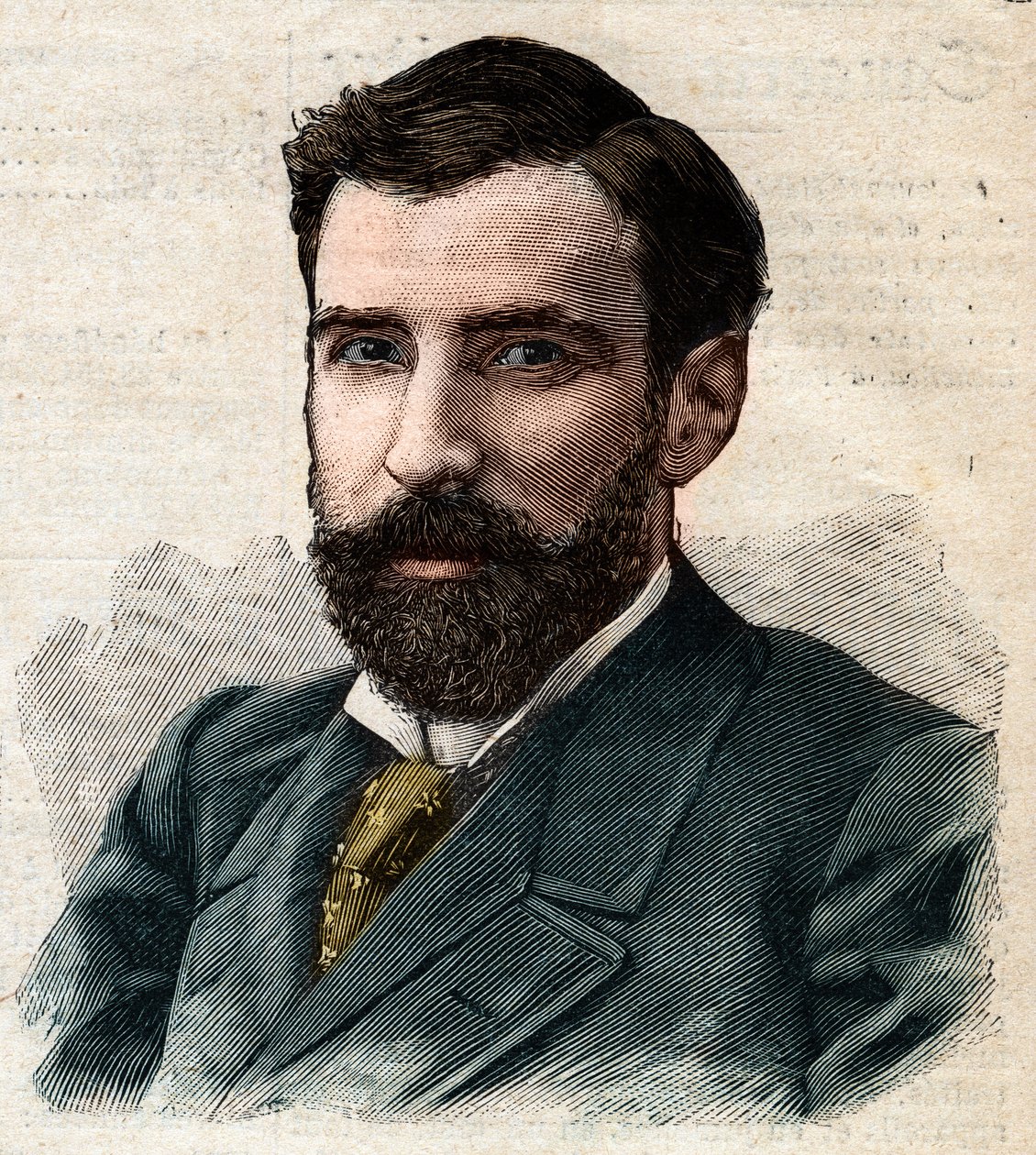 Ritratto di Pietro Paolo Savorgnan di Brazza o Pierre Paul Francois Camille Savorgnan de Brazza in francese, Governatore Generale del Congo Francese. Incisione in "Le Petro Parisien" da Anonymous Anonymous