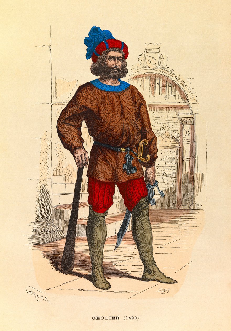 Ritratto di un carceriere a Parigi nel 1490, incisione - collezione privata da Anonymous Anonymous