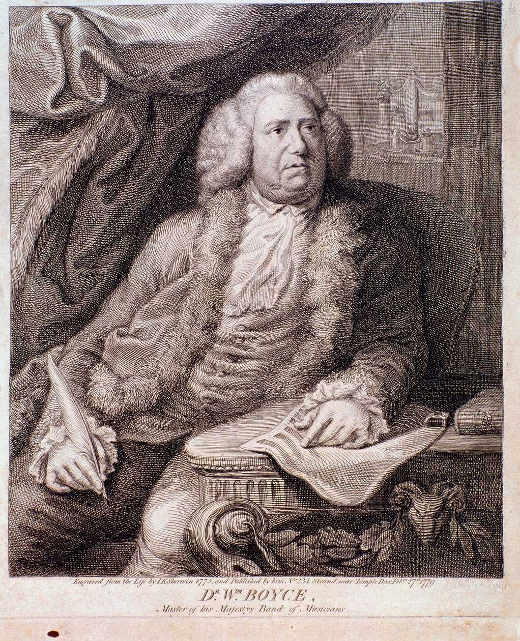 Ritratto del compositore inglese William Boyce (Incisione. XVIII secolo) da Anonymous Anonymous