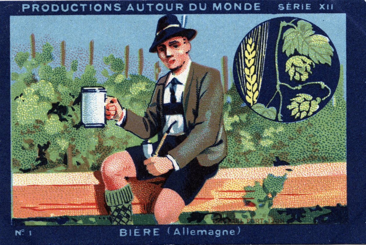 Produzioni nel mondo: Birra in Germania. Cromolitografia del 1933 in 