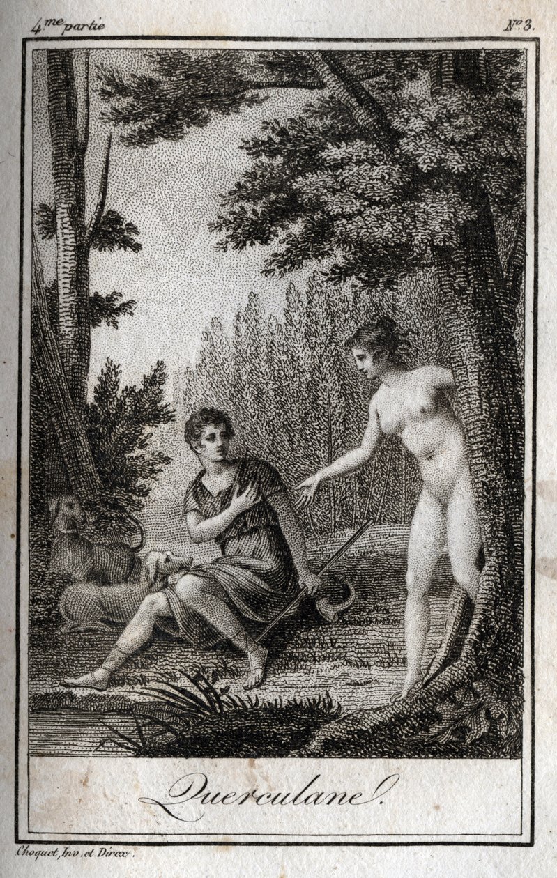 QUERCULANES, ninfe, protettrici dei canali. Incisione del 1819 in "Lettres a Emilie sur la mythologie" di Charles Albert Demoustier (1760-1801). Collezione privata. da Anonymous Anonymous