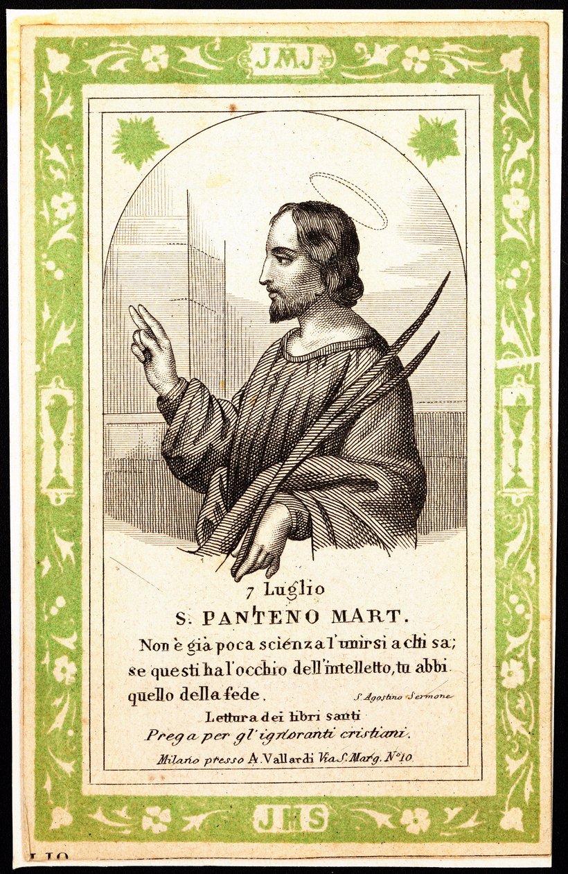 Rappresentazione di San Panteno di Alessandria Immagine pia. Cartolina. Inizio del XX secolo. Collezione privata da Anonymous Anonymous