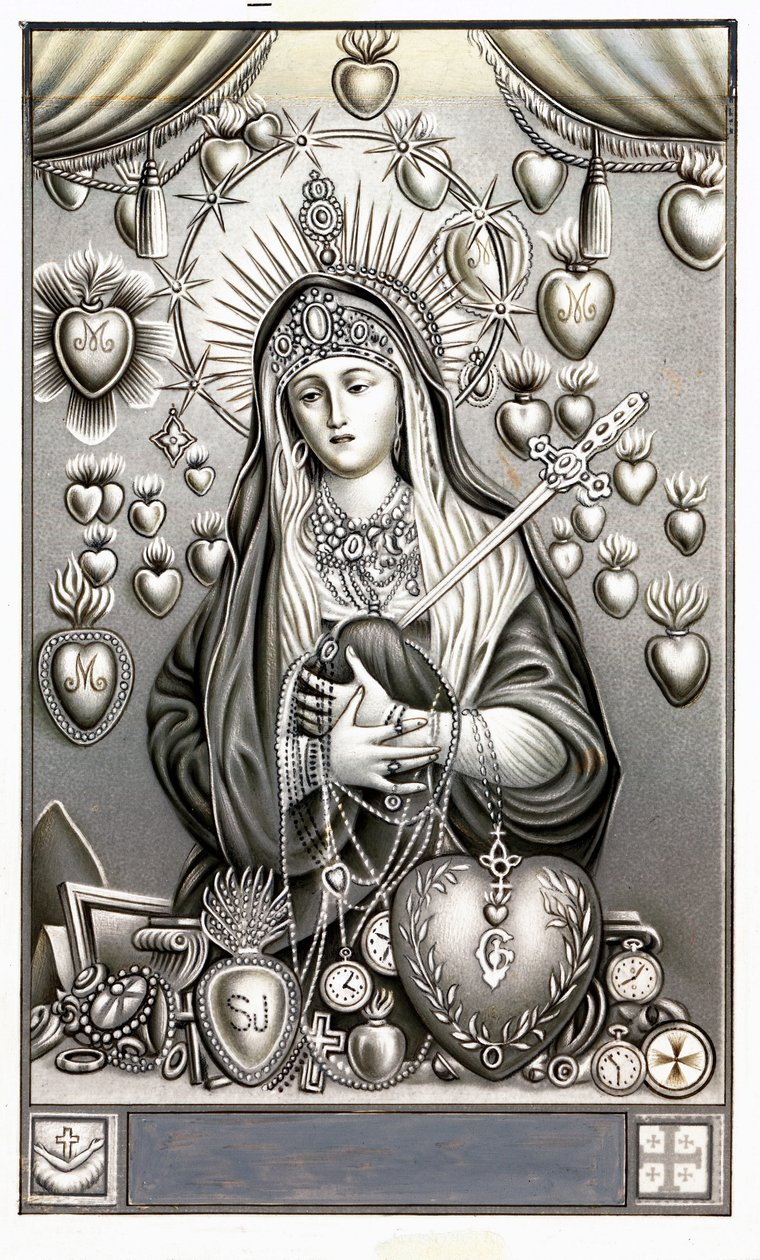 Rappresentazione della Vergine del Dolore, Mater Dolorosa. Immagine pia. Inizio del XX secolo. Collezione privata da Anonymous Anonymous